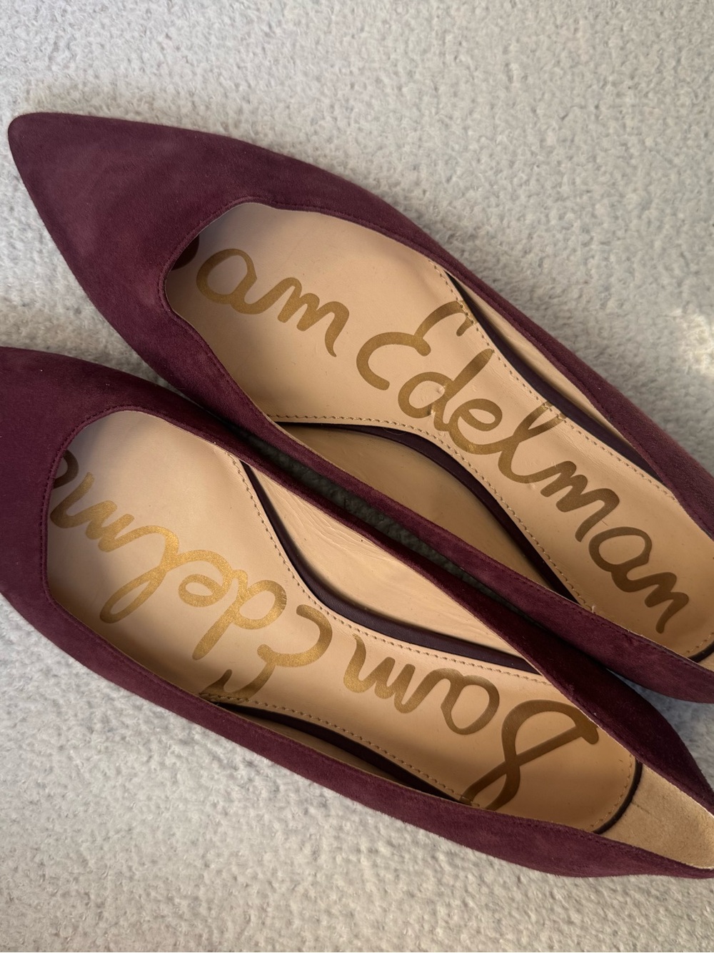 Sam Edelman Women's Pointed Toe Flats - Plum Suede